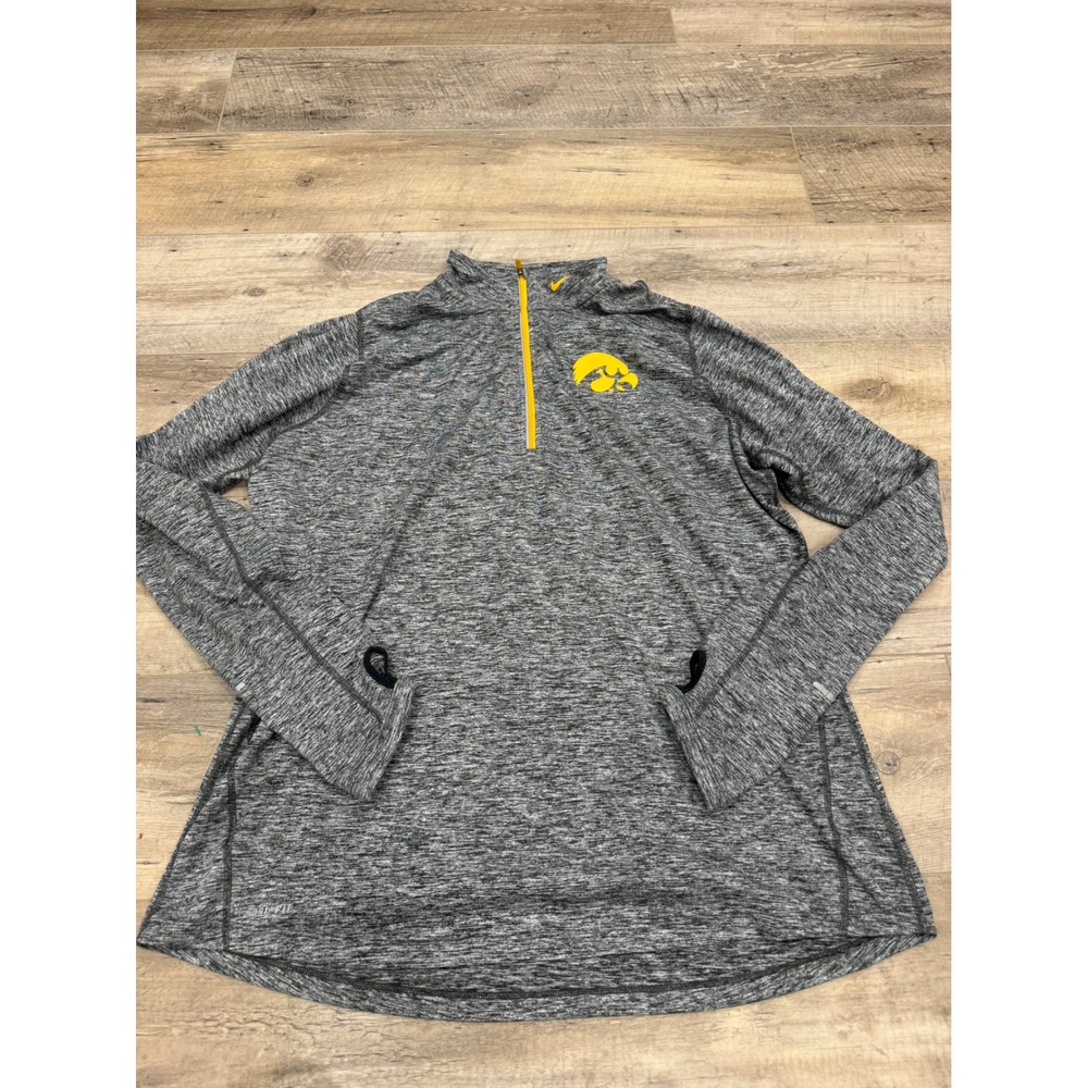 Nike Iowa Hawkeyes Dri-FIT Quarter Zip Pullover Gray Yellow XXL 27870X-IW1